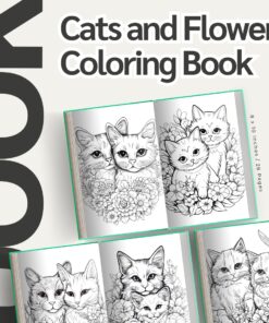 Cats and Flowers Coloring Pages / Sheets of Cats and Flowers Clipart {Coloring Book}