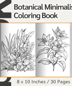 Botanical Minimalist Coloring Pages / Sheets of Botanical Minimalist Clipart {Coloring Book}