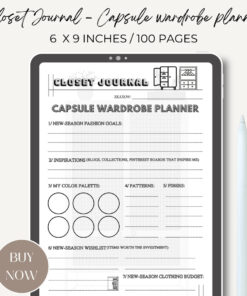 Closet Journal - Capsule wardrobe planner / Editable Canva Template