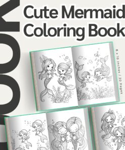 Cute Mermaids Coloring Pages / Sheets of Cute Mermaids Clipart {Coloring Book}