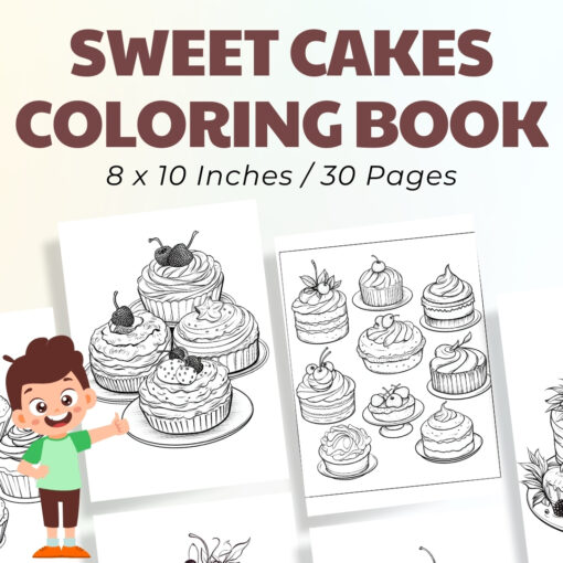 Sweet Cakes Coloring Pages / Sheets of Sweet Cakes Clipart {Coloring Book}