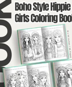 Boho Style Hippie Girls Coloring Pages / Sheets of Boho Style Hippie Girls Clipart {Coloring Book}