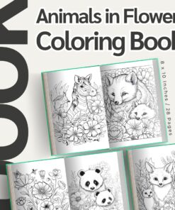 Animals in Flowers Coloring Pages / Sheets of Animals in Flowers Clipart {Coloring Book}