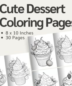 Cute Dessert Coloring Pages / Sheets of Cute Dessert Clipart {Coloring Book}