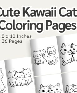 Cute Kawaii Cats Coloring Pages / Sheets of Cute Kawaii Cats Clipart {Coloring Book}