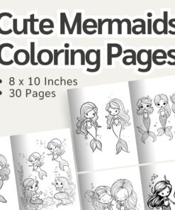 Cute Mermaids Coloring Pages / Sheets of Cute Mermaids Clipart {Coloring Book}