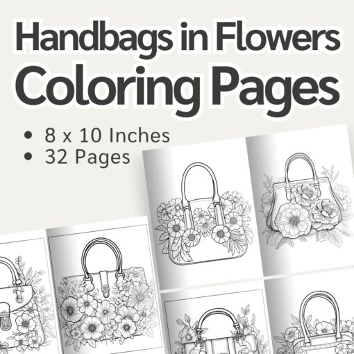 Handbags in Flowers Coloring Pages / Sheets of Handbags in Flowers Clipart {Coloring Book}