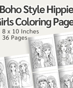 Boho Style Hippie Girls Coloring Pages / Sheets of Boho Style Hippie Girls Clipart {Coloring Book}