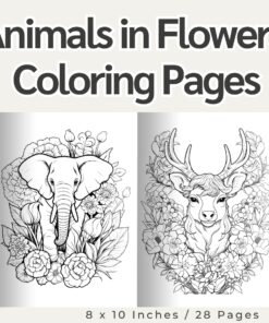 Animals in Flowers Coloring Pages / Sheets of Animals in Flowers Clipart {Coloring Book}