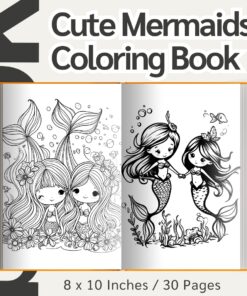 Cute Mermaids Coloring Pages / Sheets of Cute Mermaids Clipart {Coloring Book}