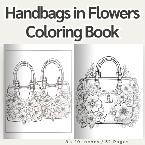 Handbags in Flowers Coloring Pages / Sheets of Handbags in Flowers Clipart {Coloring Book}