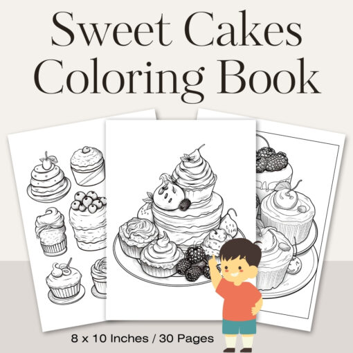 Sweet Cakes Coloring Pages / Sheets of Sweet Cakes Clipart {Coloring Book}