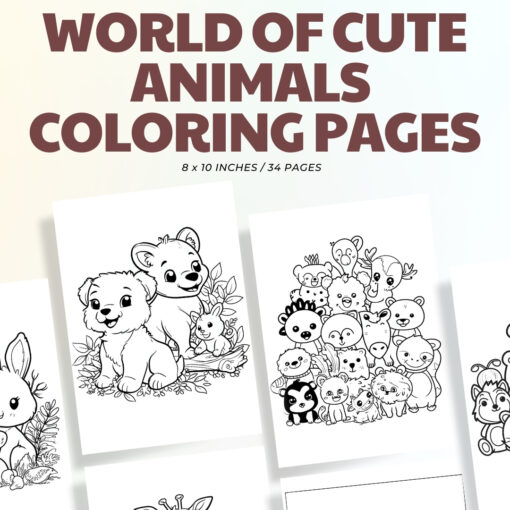 World of Cute Animals Coloring Pages / Sheets of World of Cute Animals Clipart {Coloring Book}