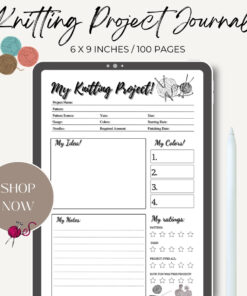 Knitting Project Journal/ Editable Canva Template