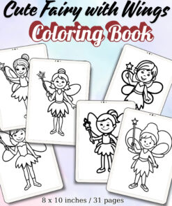 Cute Fairy with Wings Coloring Pages / Sheets of Cute Fairy with Wings {Coloring Book}