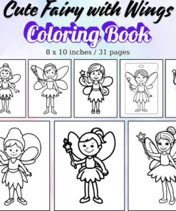Cute Fairy with Wings Coloring Pages / Sheets of Cute Fairy with Wings {Coloring Book}