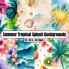 Summer Tropical Splash Backgrounds - Vibrant Digital Paper Clip Art