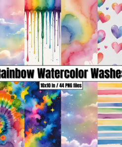 Rainbow Watercolor Washes - Digital Paper Clip Art