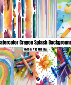 Watercolor Crayon Splash Backgrounds - Digital Paper Clip Art