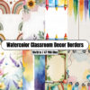 Watercolor Classroom Decor Borders - Digital Paper Clip Art