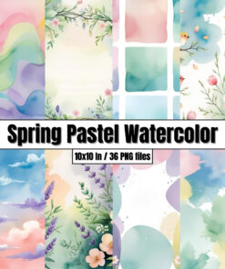 Spring Pastel Watercolor - Digital Paper Clip Art