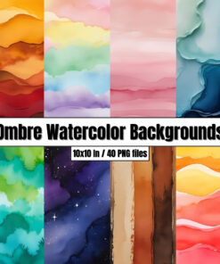Ombre Watercolor Backgrounds - Digital Paper Clip Art