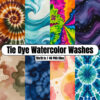 Tie Dye Watercolor Washes - Digital Paper Clip Art