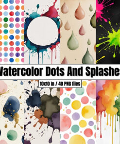 Watercolor Dots And Splashes - Digital Paper Clip Art