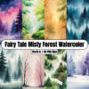 Fairy Tale Misty Forest Watercolor - Digital Paper Clip Art