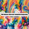 Wild Rainbows Watercolor Handpainted Backgrounds - Digital Paper Clip Art