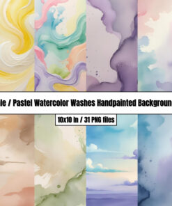 Pale / Pastel Watercolor Washes Handpainted Backgrounds - Digital Paper Clip Art