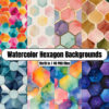 Watercolor Hexagon Backgrounds - Digital Paper Clip Art