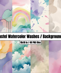 Pastel Watercolor Washes - Digital Paper Clip Art