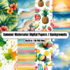 Summer Watercolor Digital Papers / Backgrounds - Digital Paper Clip Art