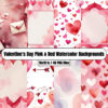 Valentine’s Day Pink And Red Watercolor Backgrounds - Digital Paper Clip Art