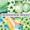 St. Patrick’s Day Green Clover Wash Papers - Digital Paper Clip Art