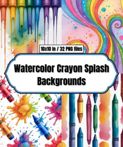 Watercolor Crayon Splash Backgrounds - Digital Paper Clip Art
