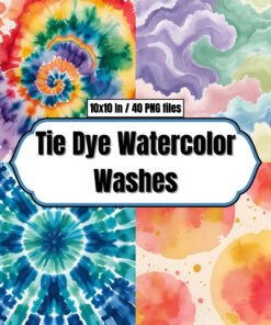 Tie Dye Watercolor Washes - Digital Paper Clip Art