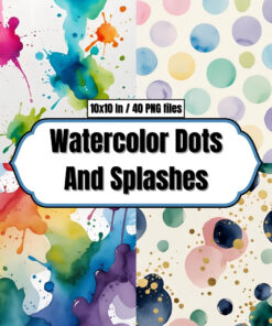 Watercolor Dots And Splashes - Digital Paper Clip Art