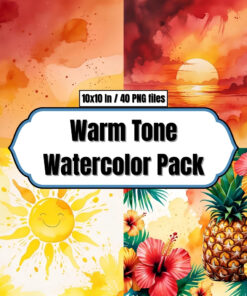 Warm Tone Watercolor Pack (red, orange, yellow) - Digital Paper Clip Art