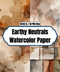 Earthy Neutrals Watercolor Paper - Digital Paper Clip Art