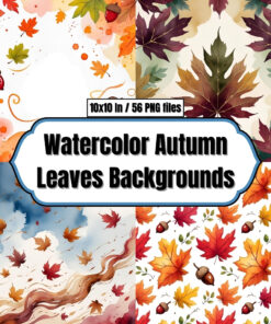 Watercolor Autumn Leaves Backgrounds – Digital Paper Clip Art
