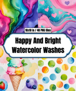 Happy And Bright Watercolor Washes - Digital Paper Clip Art