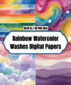 Rainbow Watercolor Washes Digital Papers - Digital Paper Clip Art