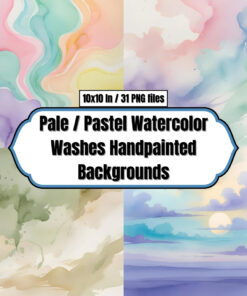 Pale / Pastel Watercolor Washes Handpainted Backgrounds - Digital Paper Clip Art