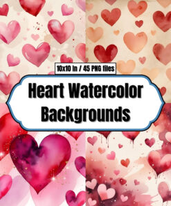 Heart Watercolor Backgrounds - Digital Paper Clip Art