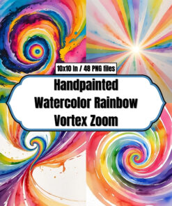 Handpainted Watercolor Rainbow Vortex Zoom - Digital Paper Clip Art