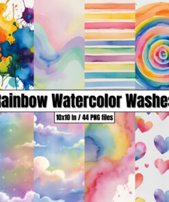 Rainbow Watercolor Washes - Digital Paper Clip Art