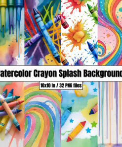 Watercolor Crayon Splash Backgrounds - Digital Paper Clip Art