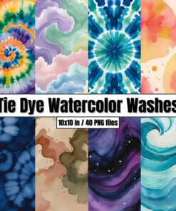 Tie Dye Watercolor Washes - Digital Paper Clip Art